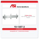 ASI 10-1307-3 Utility Hook Strip – 3 Hooks, 26" Surface Mounted