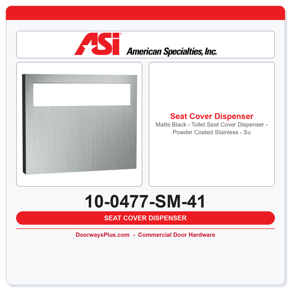 ASI 10-0477-SM-41 Matte Black Surface-Mounted Toilet Seat Cover Dispenser – Powder Coated Stainless