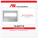 ASI 10-6477-9 Simplicity™ - Toilet Seat Cover Dispenser - Surface Mounted