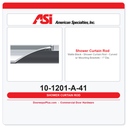 ASI 10-1201-A-41 Matte Black Curved Shower Curtain Rod w/ Mounting Brackets – 1" Dia. 61-63"L