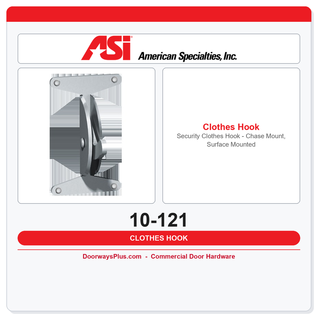 ASI 10-121 Security Clothes Hook – Chase Mount, Surface Mounted