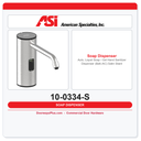 ASI 10-0334-S Auto Liquid Soap / Gel Hand Sanitizer Dispenser, Batt./AC, Satin Stainless, 50.7 oz., Vanity Mount