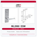 Corbin Russwin ML2060 ESM Privacy Mortise Latchset | Grade 1 Commercial