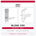 Corbin Russwin ML2060 ESN Privacy Mortise Latchset | Grade 1 Commercial