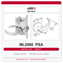 Corbin Russwin ML2060 PSA Privacy Mortise Latchset | Grade 1 Commercial