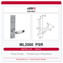 Corbin Russwin ML2060 PSR Privacy Mortise Latchset | Grade 1 Commercial