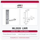 Corbin Russwin ML2020 LWR Privacy Bedroom or Bathroom Mortise Lockset | Grade 1 Commercial