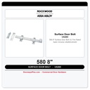 Rockwood 580 8" Surface Door Bolt – UL Fire Rated | Satin Chrome US26D/US32D