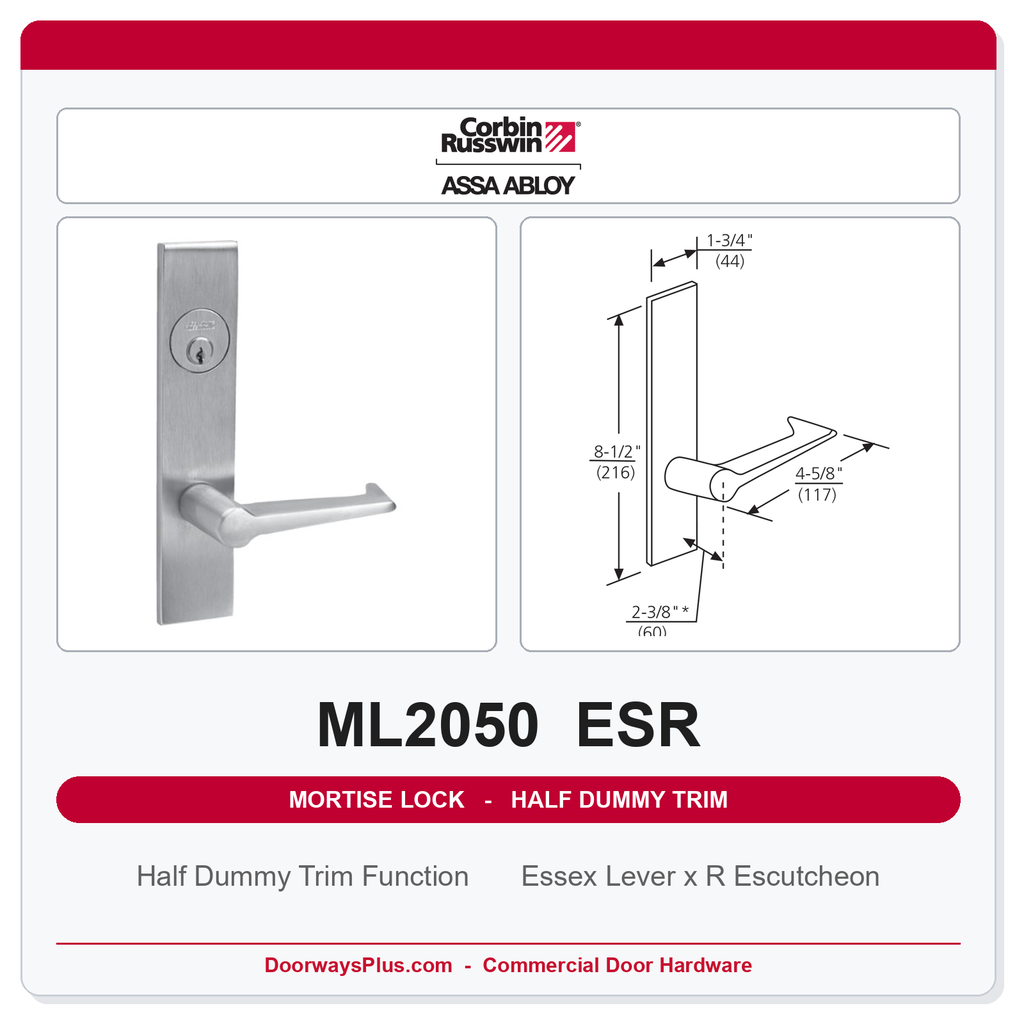 Corbin Russwin ML2050 ESR Half Dummy Trim | Grade 1 Commercial