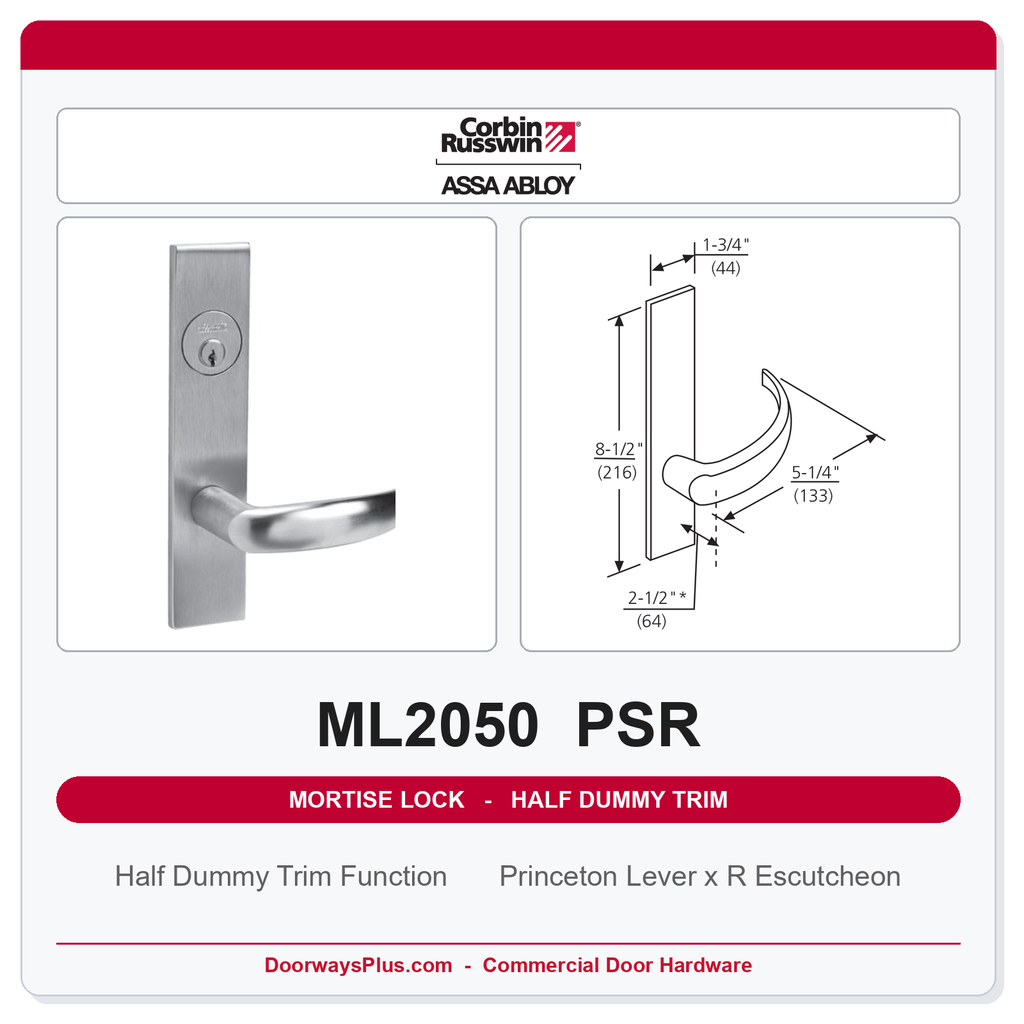 Corbin Russwin ML2050 PSR Half Dummy Trim | Grade 1 Commercial