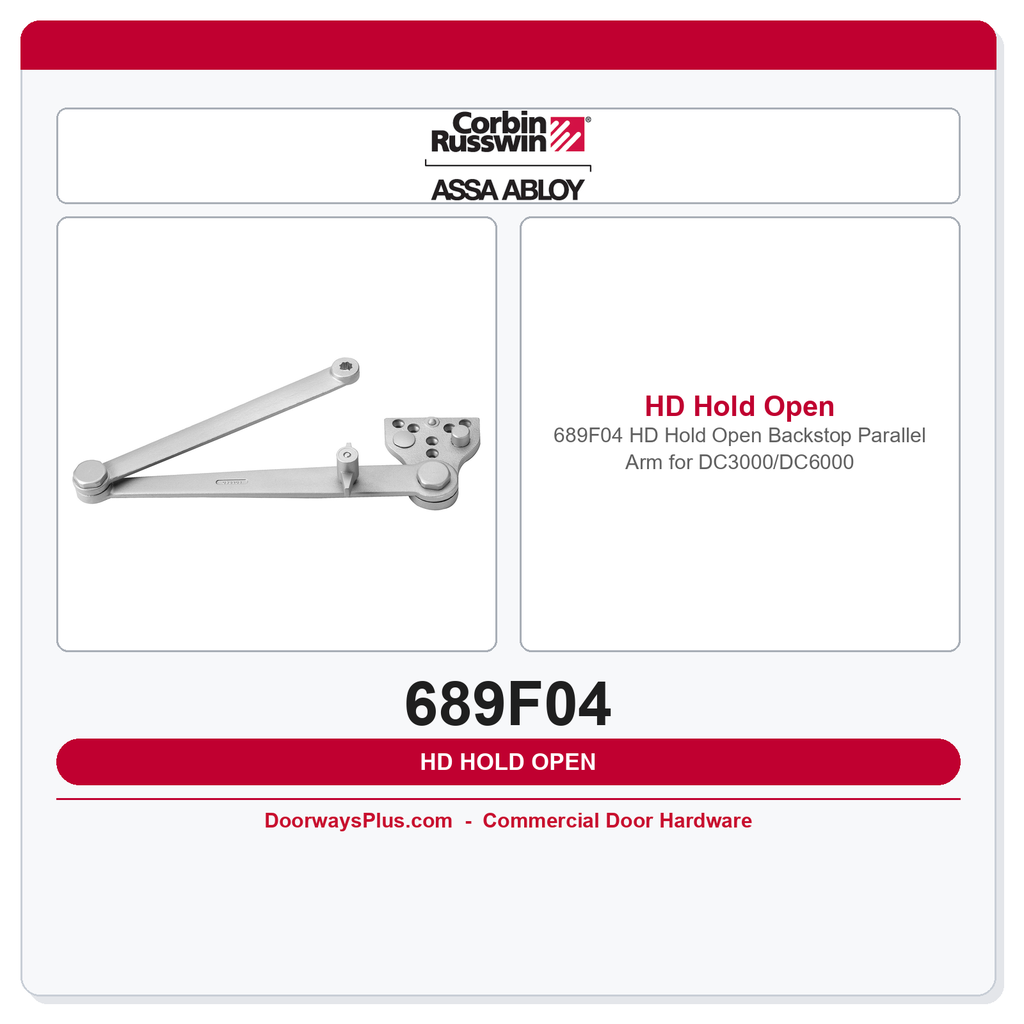 Corbin Russwin 689F04 HD Hold Open Backstop Parallel Arm for DC3000/DC6000