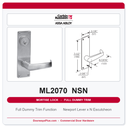 Corbin Russwin ML2070 NSN Full Dummy Trim | Grade 1 Commercial