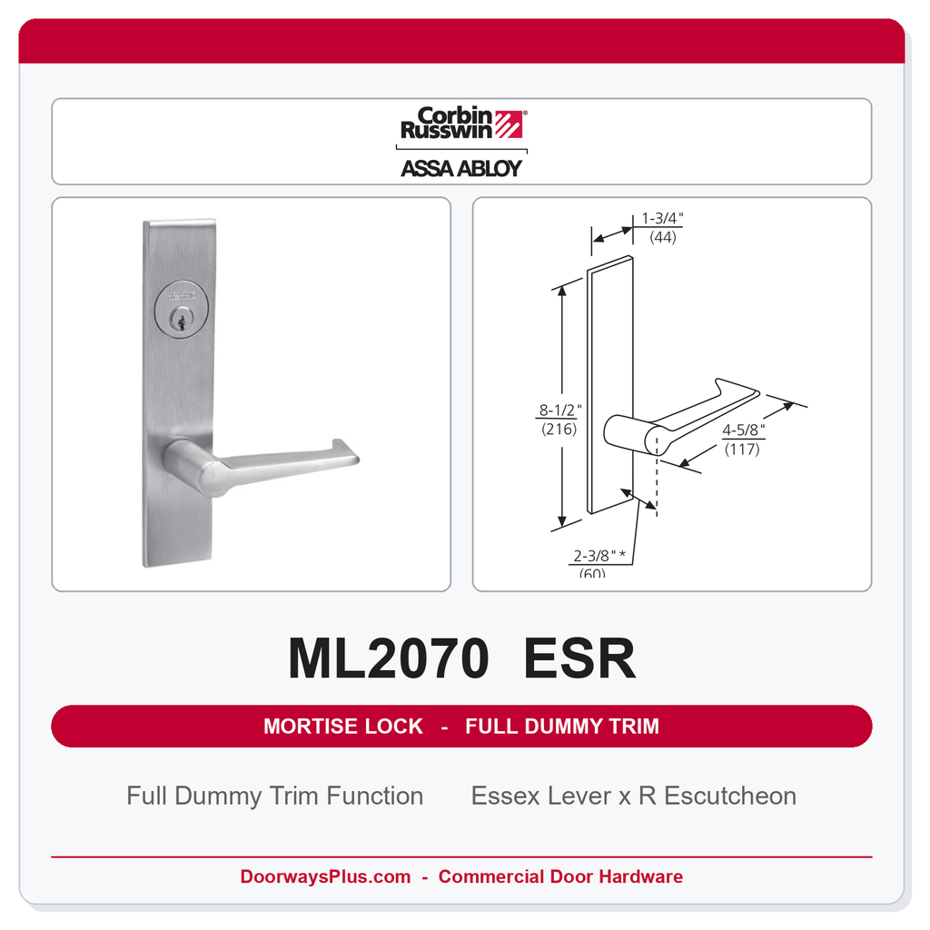 Corbin Russwin ML2070 ESR Full Dummy Trim | Grade 1 Commercial