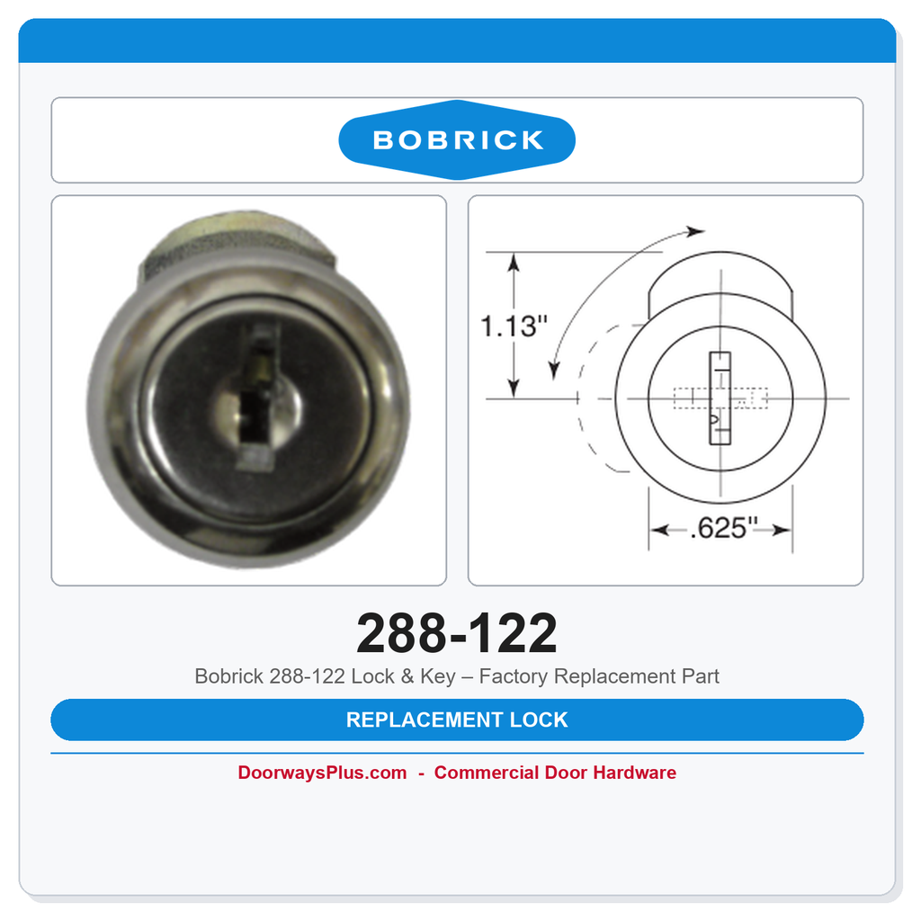 Bobrick 288-122 Lock & Key – Factory Replacement Part