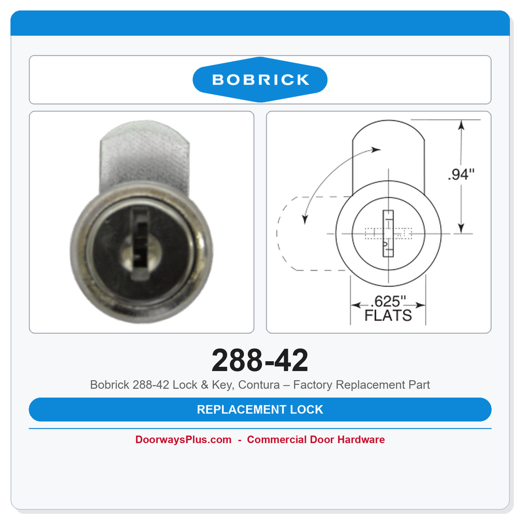 Bobrick 288-42 Lock & Key, Contura – Factory Replacement Part