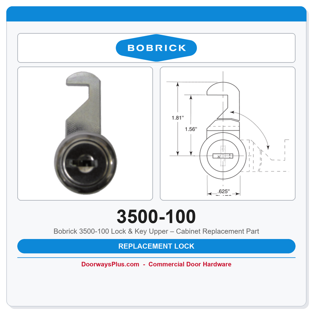 Bobrick 3500-100 Lock & Key Upper – Cabinet Replacement Part
