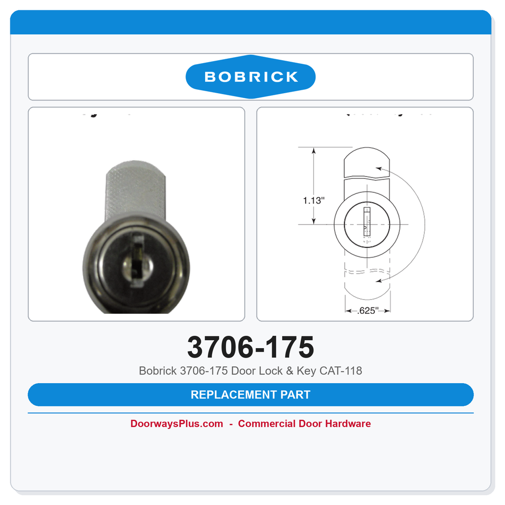 Bobrick 3706-175 Door Lock & Key CAT-118