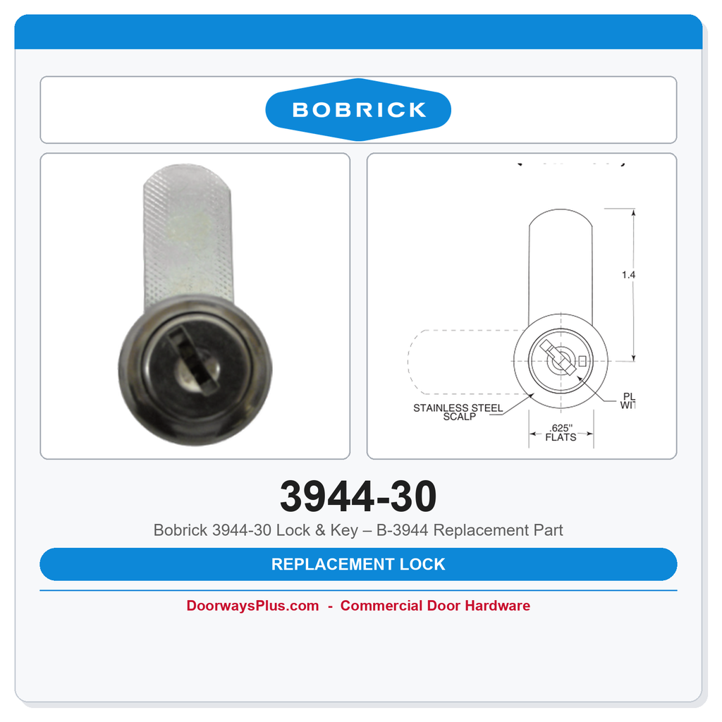 Bobrick 3944-30 Lock & Key – B-3944 Replacement Part