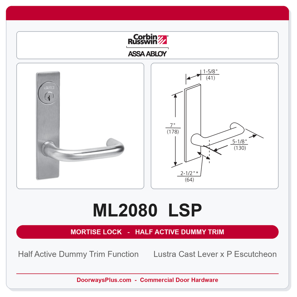 Corbin Russwin ML2080 LSP Half Active Dummy Trim | Grade 1 Commercial