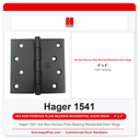 Hager 1541 4x4 Non-Ferrous Plain Bearing Residential Door Hinge