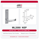 Corbin Russwin ML2080 NSP Half Active Dummy Trim | Grade 1 Commercial