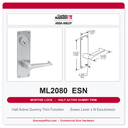 Corbin Russwin ML2080 ESN Half Active Dummy Trim | Grade 1 Commercial