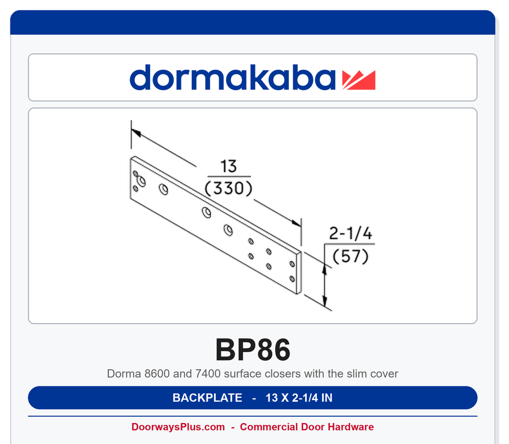 Dorma BP86 Backplate - 7400/8600 Series Slim Cover | Aluminum 689