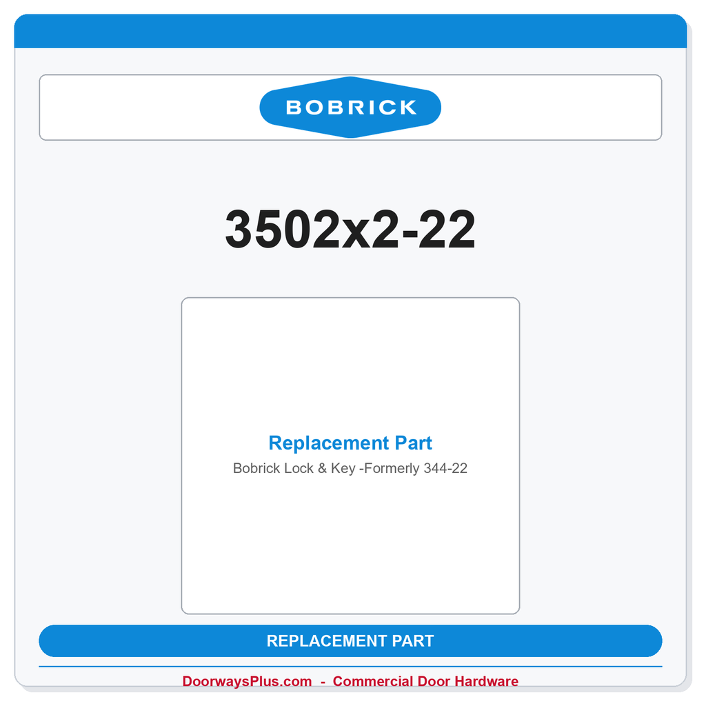 Bobrick 3502x2-22 Lock & Key -Formerly 344-22