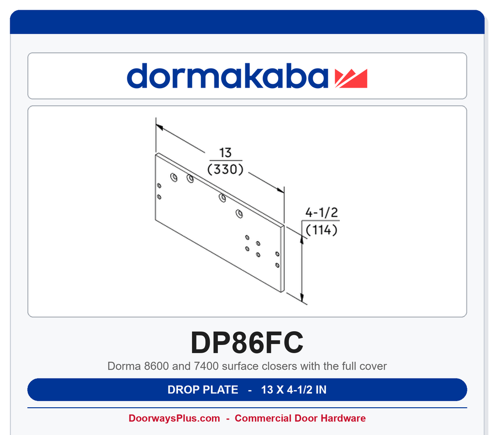 Dorma DP86FC Drop Plate - 7400/8600 Series Full Cover | Aluminum 689