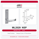 Corbin Russwin ML2029 NSP Hotel or Motel Mortise Lockset | Grade 1 Commercial
