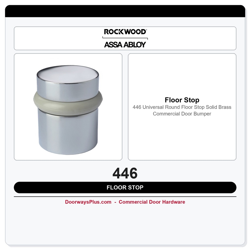 Rockwood 446 Universal Round Floor Stop | Solid Brass Commercial Door Bumper