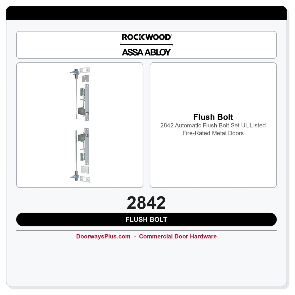 Rockwood 2842 Automatic Flush Bolt Set | UL Listed Fire-Rated Metal Doors