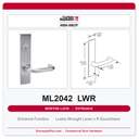 Corbin Russwin ML2042 LWR Entrance or Public Restroom Mortise Lockset | Grade 1 Commercial