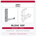 Corbin Russwin ML2042 NSP Entrance or Public Restroom Mortise Lockset | Grade 1 Commercial