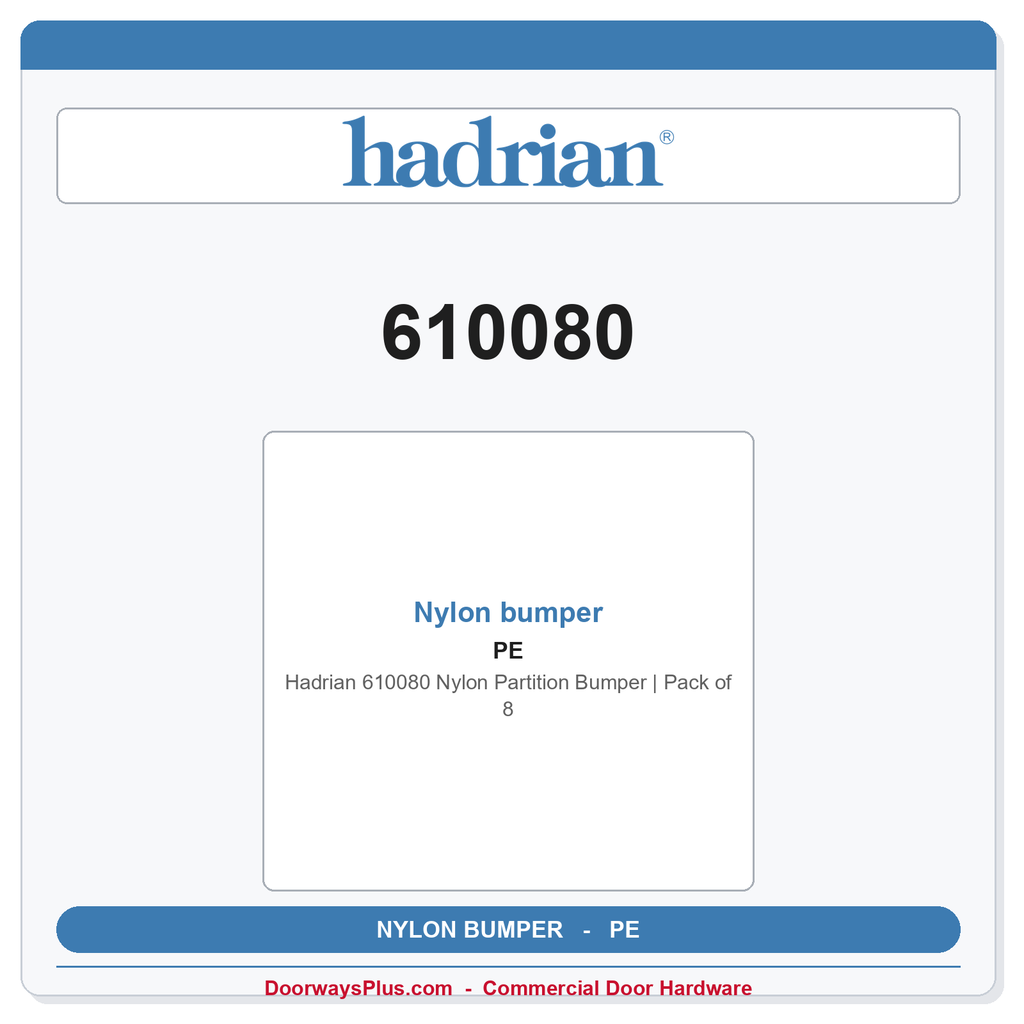 Hadrian 610080 Nylon Partition Bumper | Pack of 8