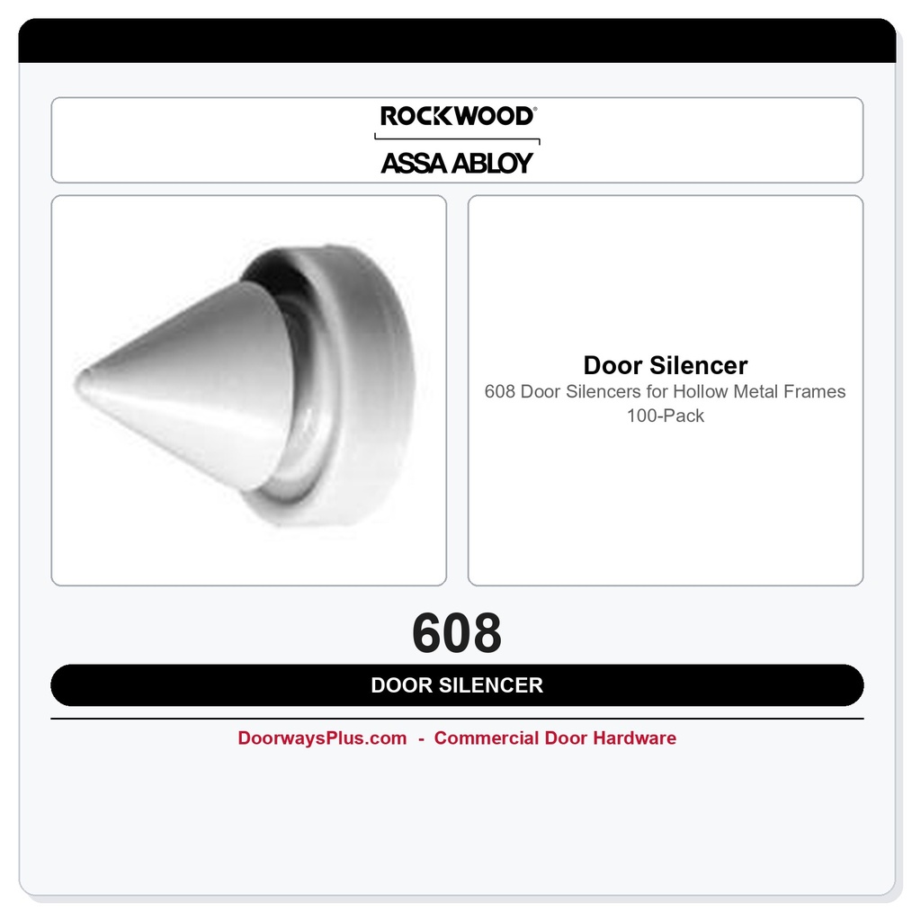 Rockwood 608 Door Silencers for Hollow Metal Frames – 100-Pack