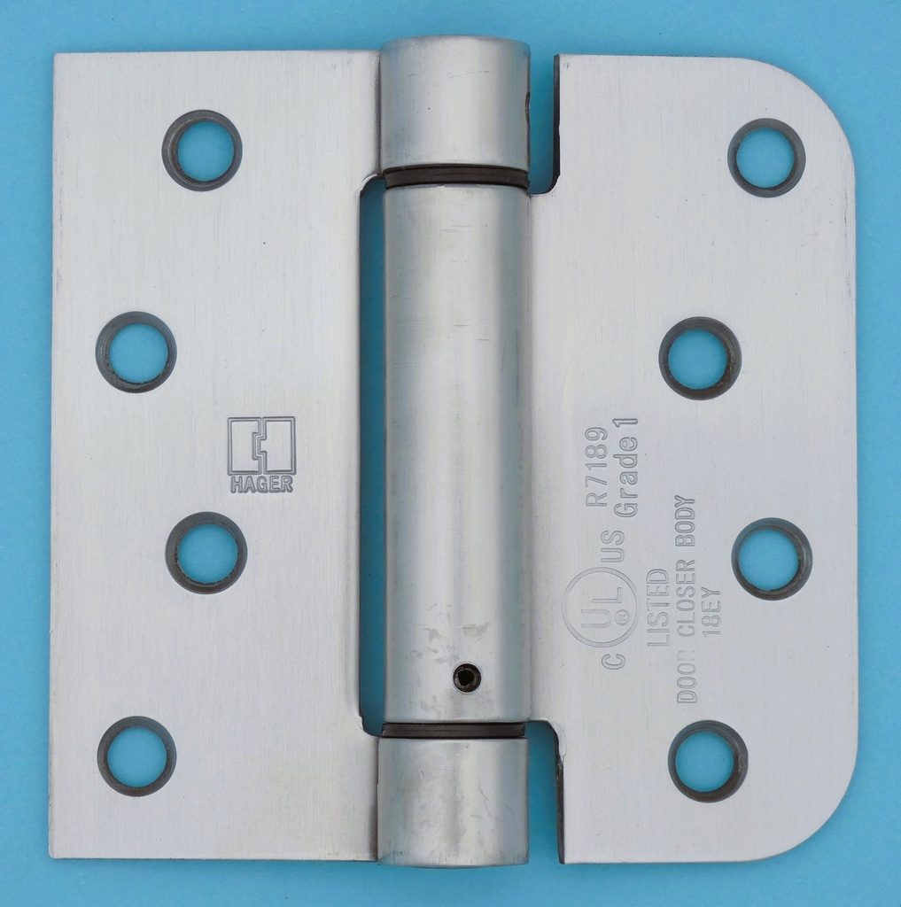 Hager 1764 4x4 Stainless Steel Spring Hinge | Square x 5/8" Radius | US32D Satin