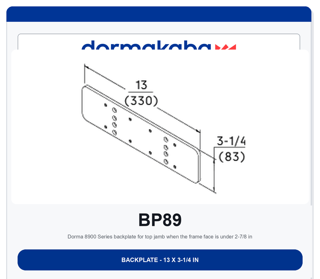 Dorma BP89 Backplate | Aluminum 689