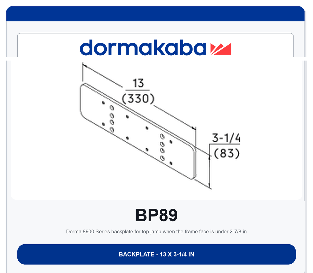 Dorma BP89 Backplate | Aluminum 689