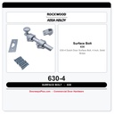 Rockwood 630-4 Dutch Door Surface Bolt, 4 Inch, Solid Brass