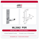 Corbin Russwin ML2062 PSR Intruder Deadbolt Mortise Lockset | Grade 1 Commercial