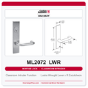 Corbin Russwin ML2072 LWR Classroom Intruder Mortise Lockset | Grade 1 Commercial
