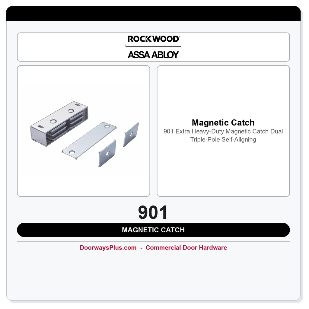 Rockwood 901 Extra Heavy-Duty Magnetic Catch | Dual Triple-Pole Self-Aligning