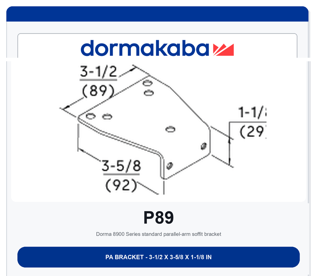 Dorma P89 Parallel Arm Bracket | Aluminum 689