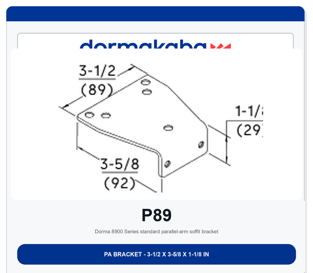 Dorma P89 Parallel Arm Bracket | Aluminum 689