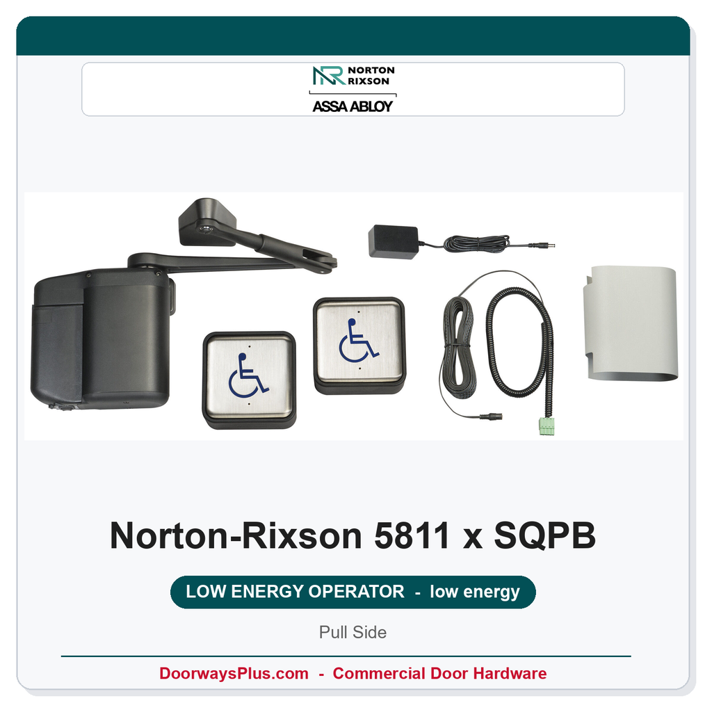 Norton 5811 x SQPB Low Energy Operator | Square Push Buttons | Pull Side