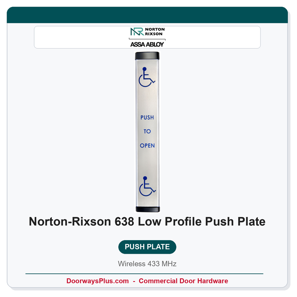 Norton 638 Low Profile Push Plate | 36 x 6 | Wireless 433 MHz