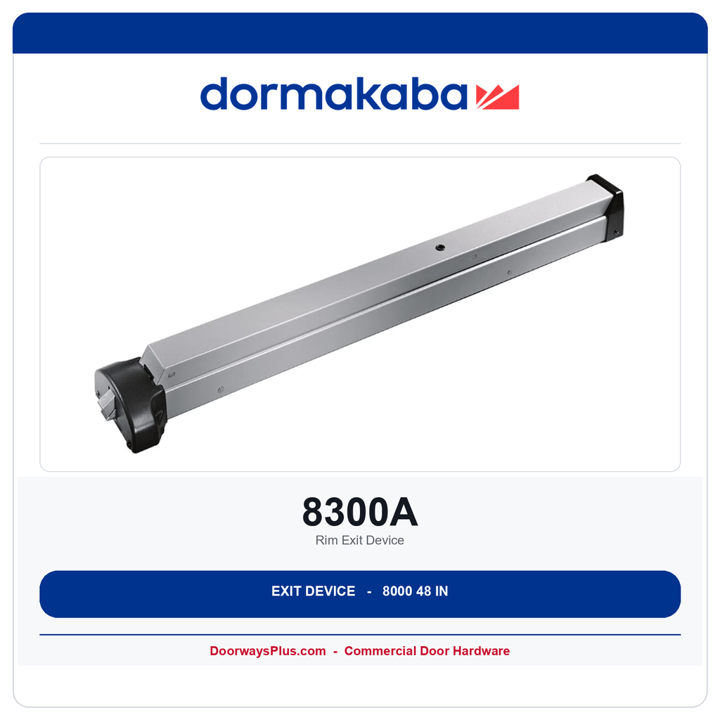 Dorma 8300A Rim Exit Device | 48 in Wide Stile | 8000 Series | ANSI Grade 1 | Exit Only