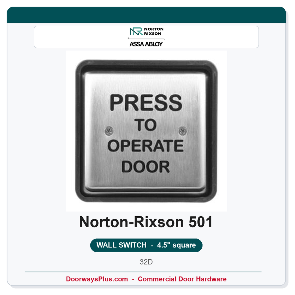 Norton 501 Wall Switch | 4.5 Inch Square | Hard Wired | Black Letters