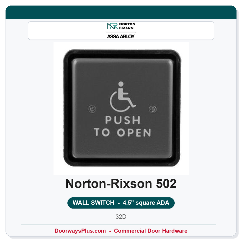 Norton 502 Wall Switch | 4.5 Inch Square | Hard Wired | ADA Symbol